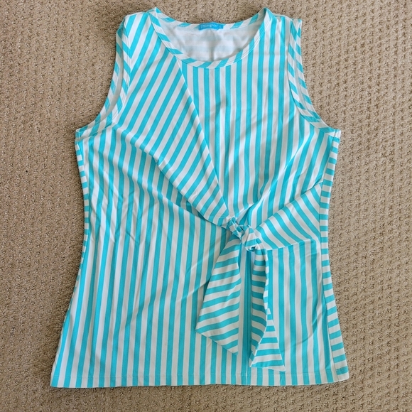 J. McLaughlin Sleeveless Stripe Tie Front Top Small Catalina Cloth Nautical - Picture 1 of 5